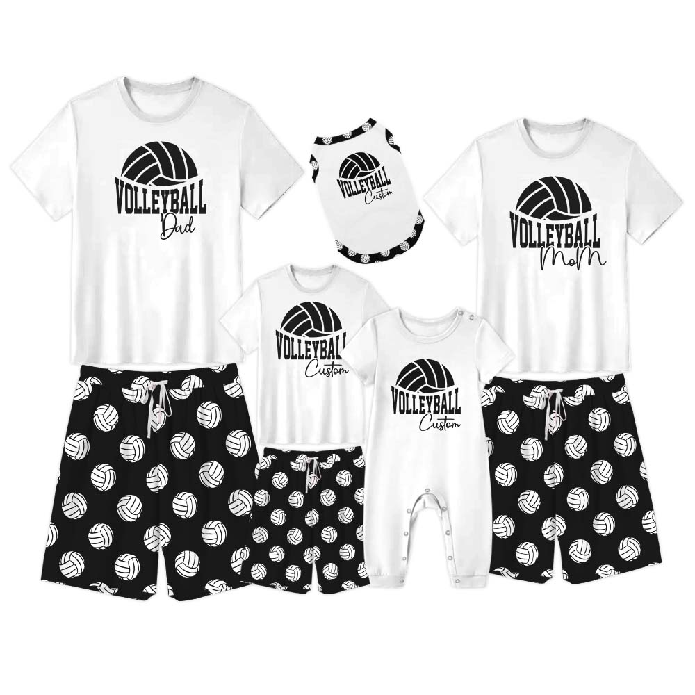 Customizable Volleyball Sport Pajamas With Dog Short Sleeves