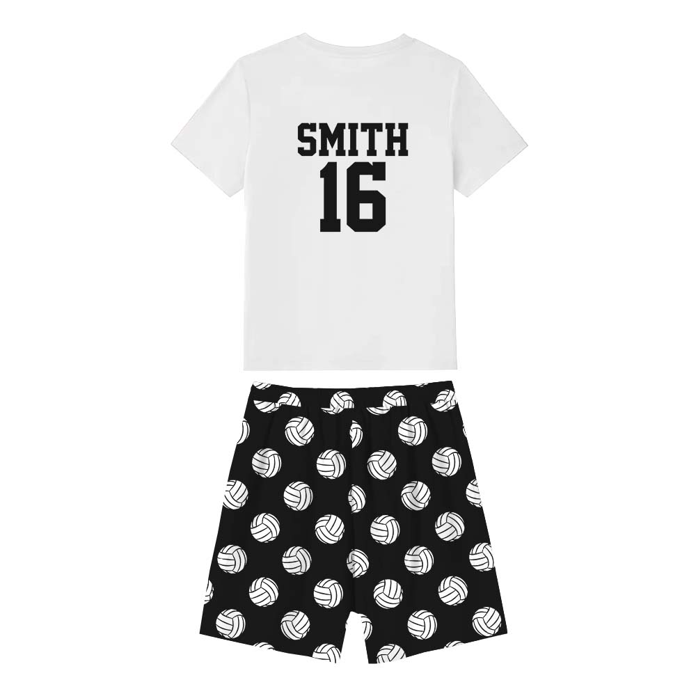 Customizable Volleyball Sport Pajamas With Dog Short Sleeves