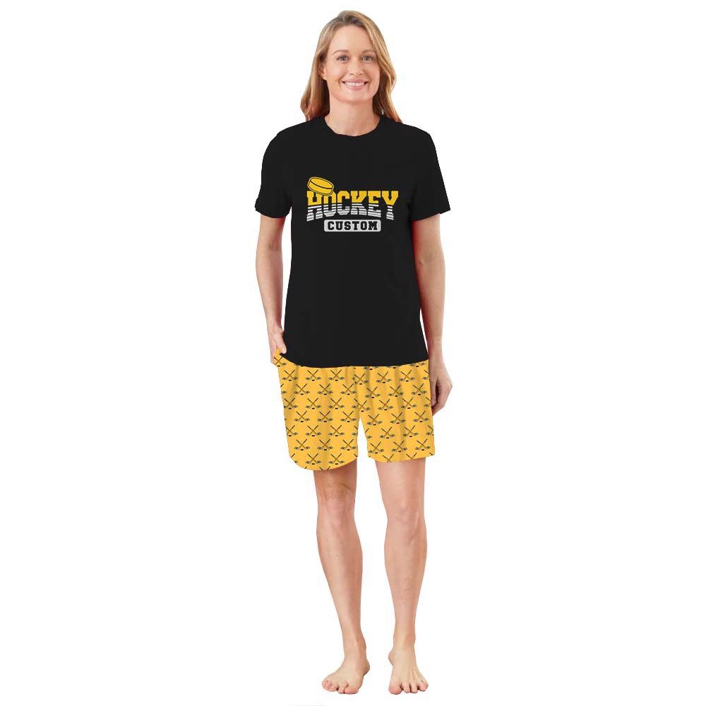 Personalized Name For Hockey Lovers Pajama Short Sets Personalized Name For Hockey Lovers Pajama Short Sets