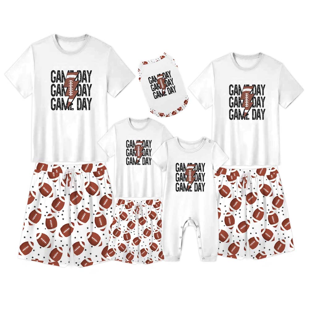 Personalized Sporty American Football Print Pajama Short Sets