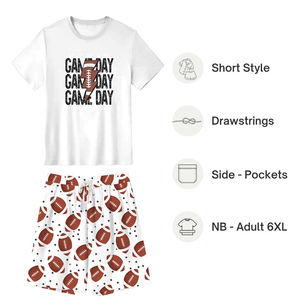 Personalized Sporty American Football Print Pajama Short Sets