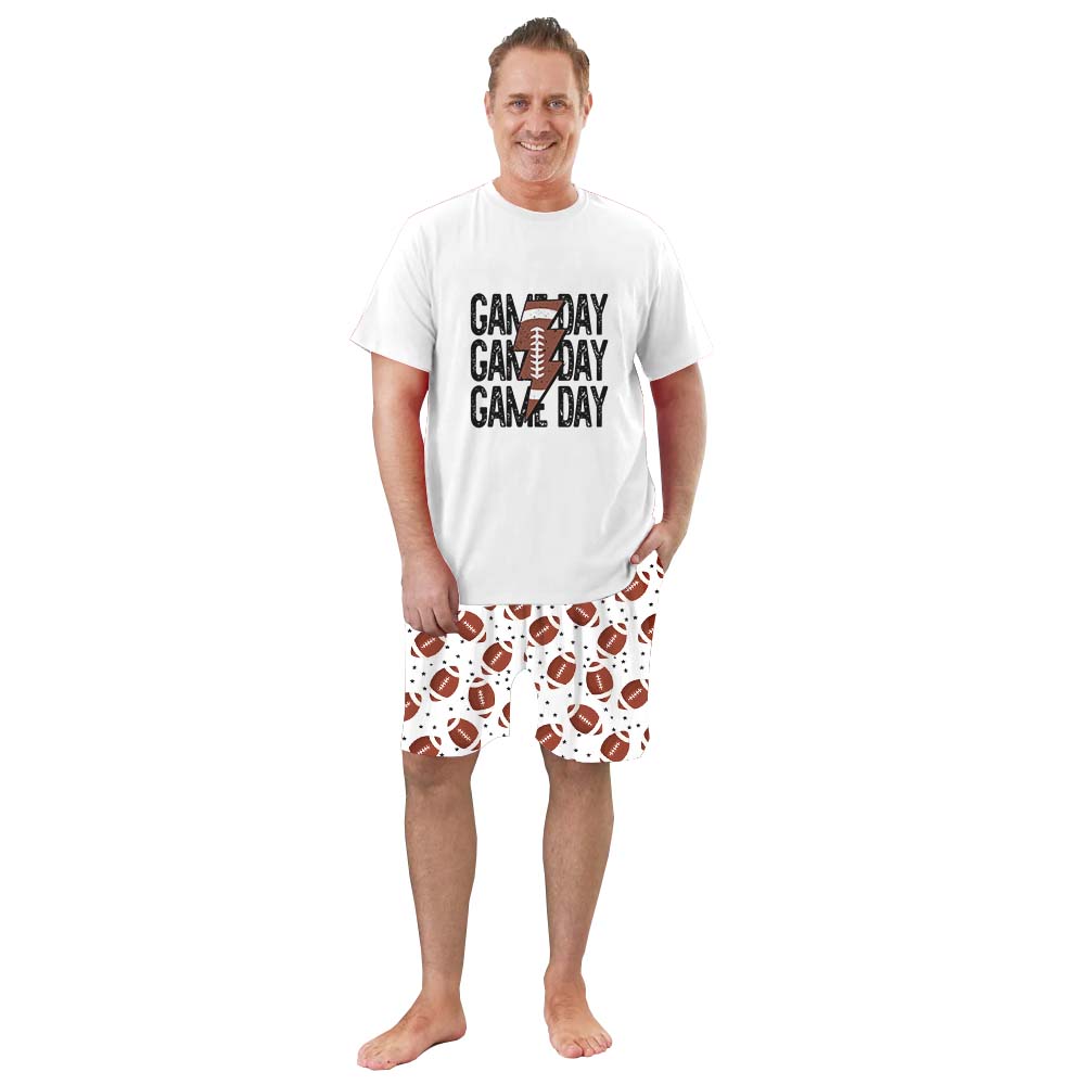 Personalized Sporty American Football Print Pajama Short Sets