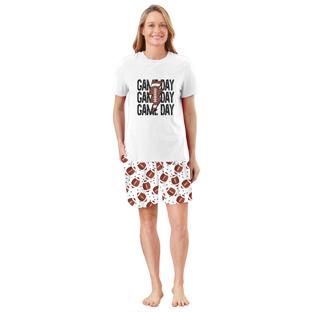 Personalized Sporty American Football Print Pajama Short Sets