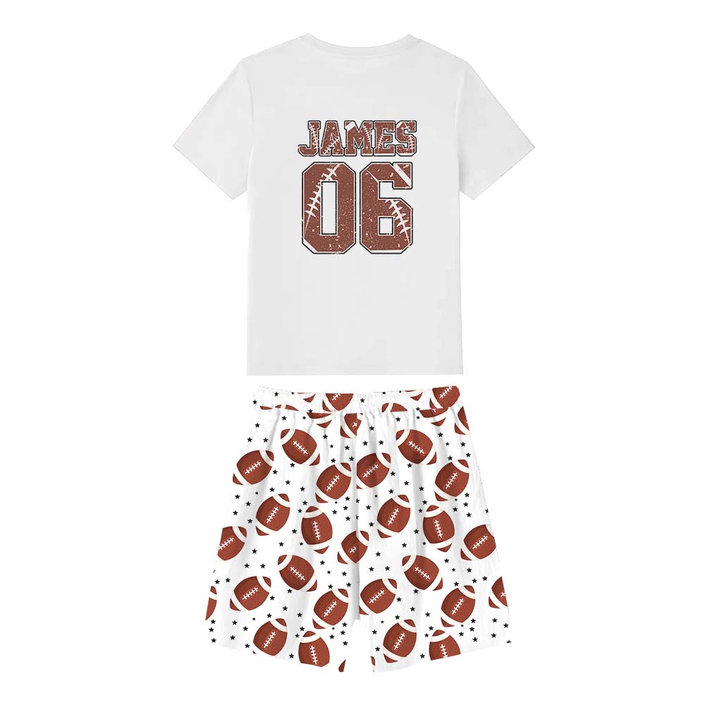 Personalized Sporty American Football Print Pajama Short Sets