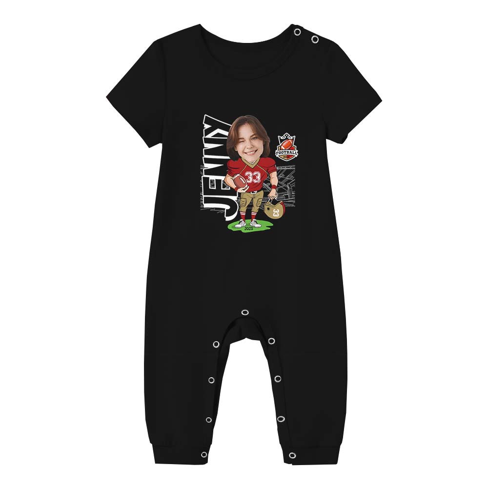American Football Family Matching Short Sleeves Pajamas Custom Face