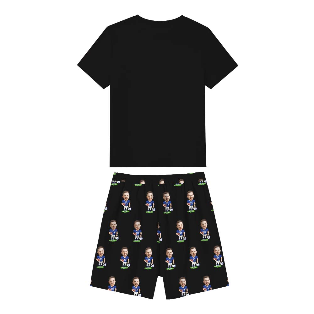 Funny Custom Face American Football Pajama Short Sets Funny Custom Face American Football Pajama Short Sets