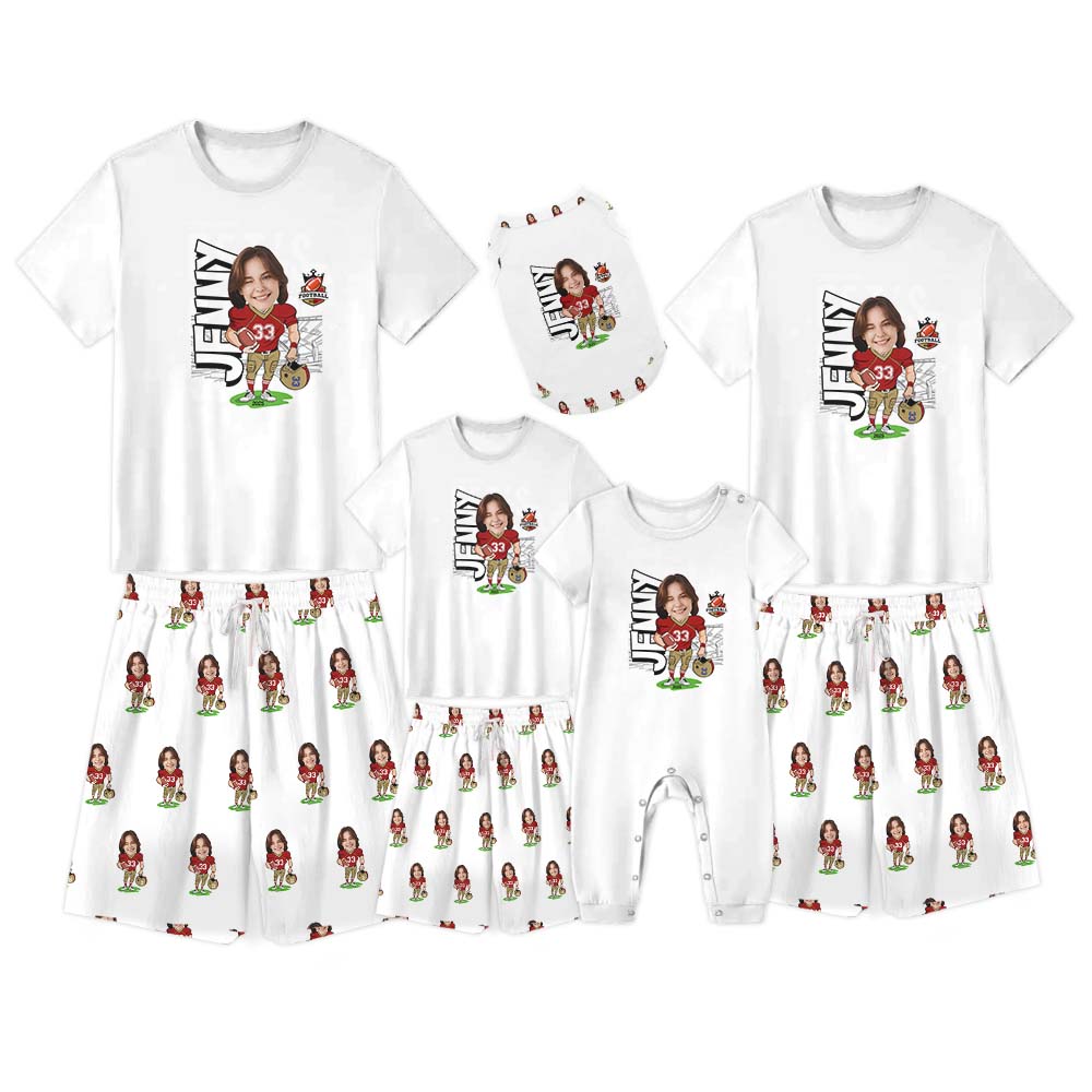 Custom Face American Football Sport Pajama Short Sets Custom Face American Football Sport Pajama Short Sets