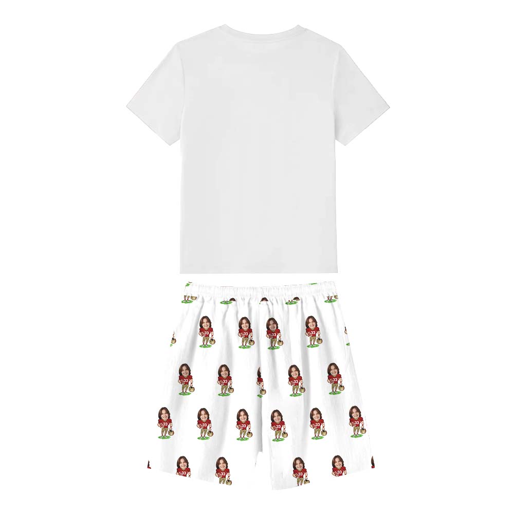 Custom Face American Football Sport Pajama Short Sets Custom Face American Football Sport Pajama Short Sets
