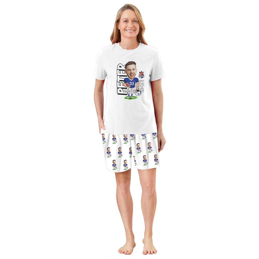 Personalized American Football Owner And Dog Pajamas Short Sleeves Personalized American Football Owner And Dog Pajamas Short Sleeves
