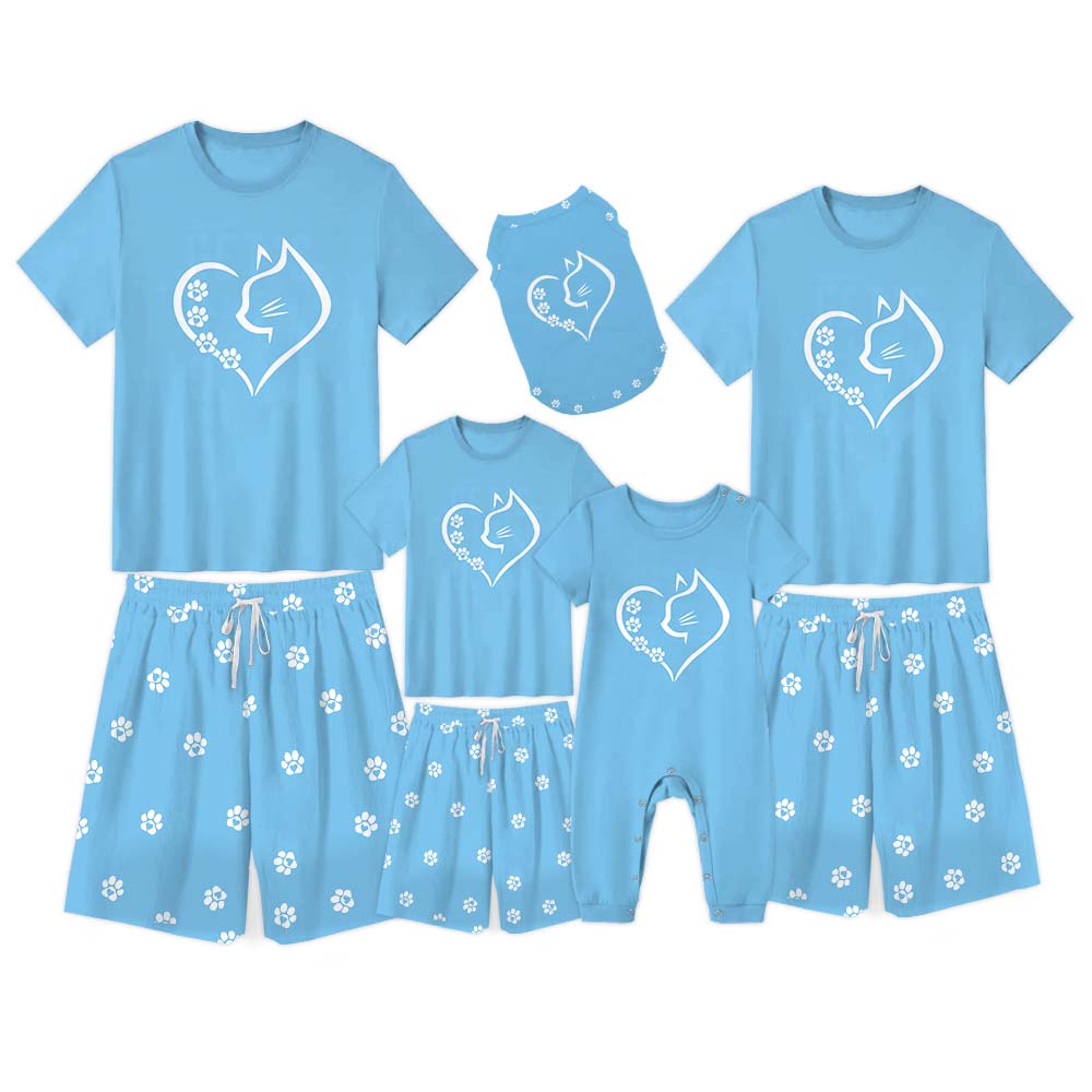 Adorable Owner And Dog Pajamas Short Sleeves For Cat Lovers Adorable Owner And Dog Pajamas Short Sleeves For Cat Lovers