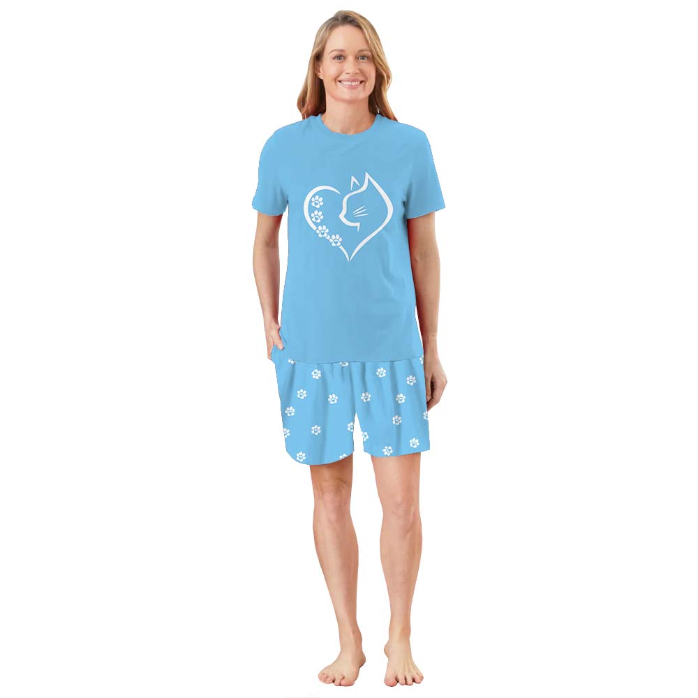 Adorable Owner And Dog Pajamas Short Sleeves For Cat Lovers Adorable Owner And Dog Pajamas Short Sleeves For Cat Lovers
