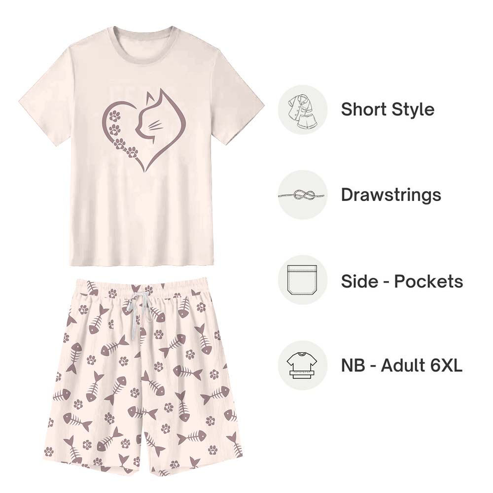 Cat Heart Family Matching Short Sleeves Pajamas Cat Heart Family Matching Short Sleeves Pajamas