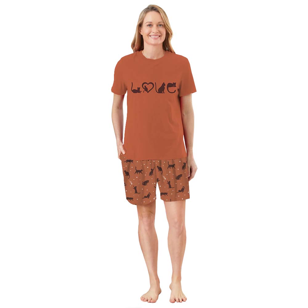Cute Cat Lover Matching Family Pajama Short Sets Cute Cat Lover Matching Family Pajama Short Sets