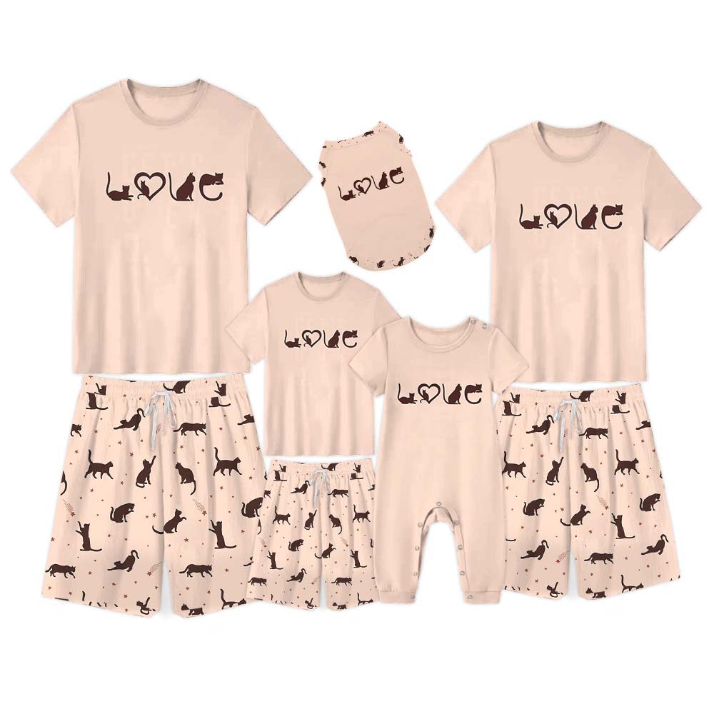 Cat Lover Family Matching Tops And Shorts