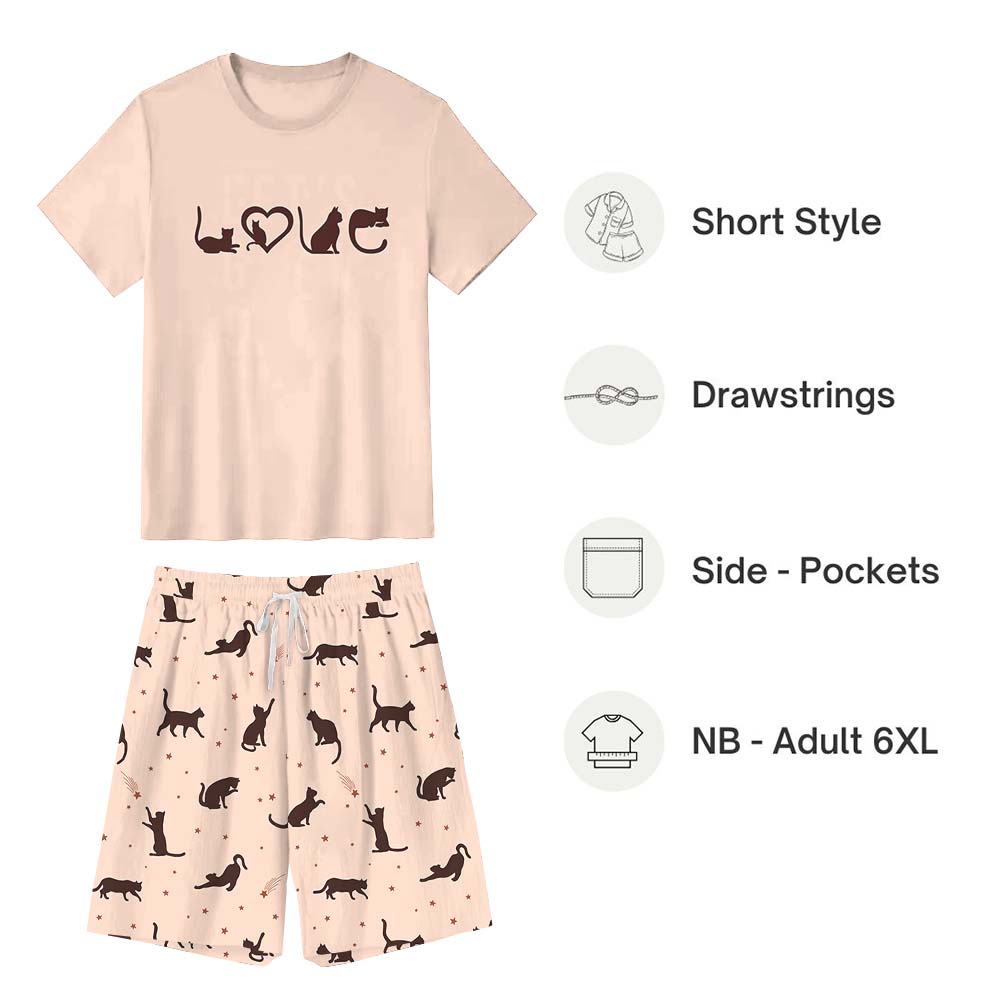 Cat Lover Family Matching Tops And Shorts