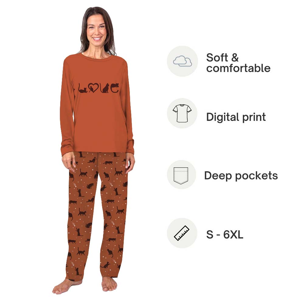 Cute Black Cat Matching Family Pajamas Cute Black Cat Matching Family Pajamas