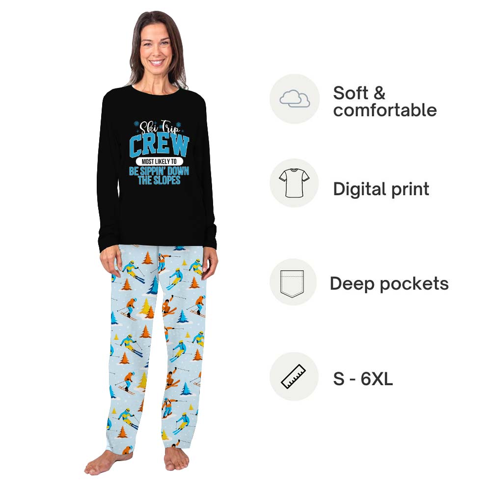 Funny Most Likely To Ski Trip Crew Matching Family Pajama Sets Funny Most Likely To Ski Trip Crew Matching Family Pajama Sets