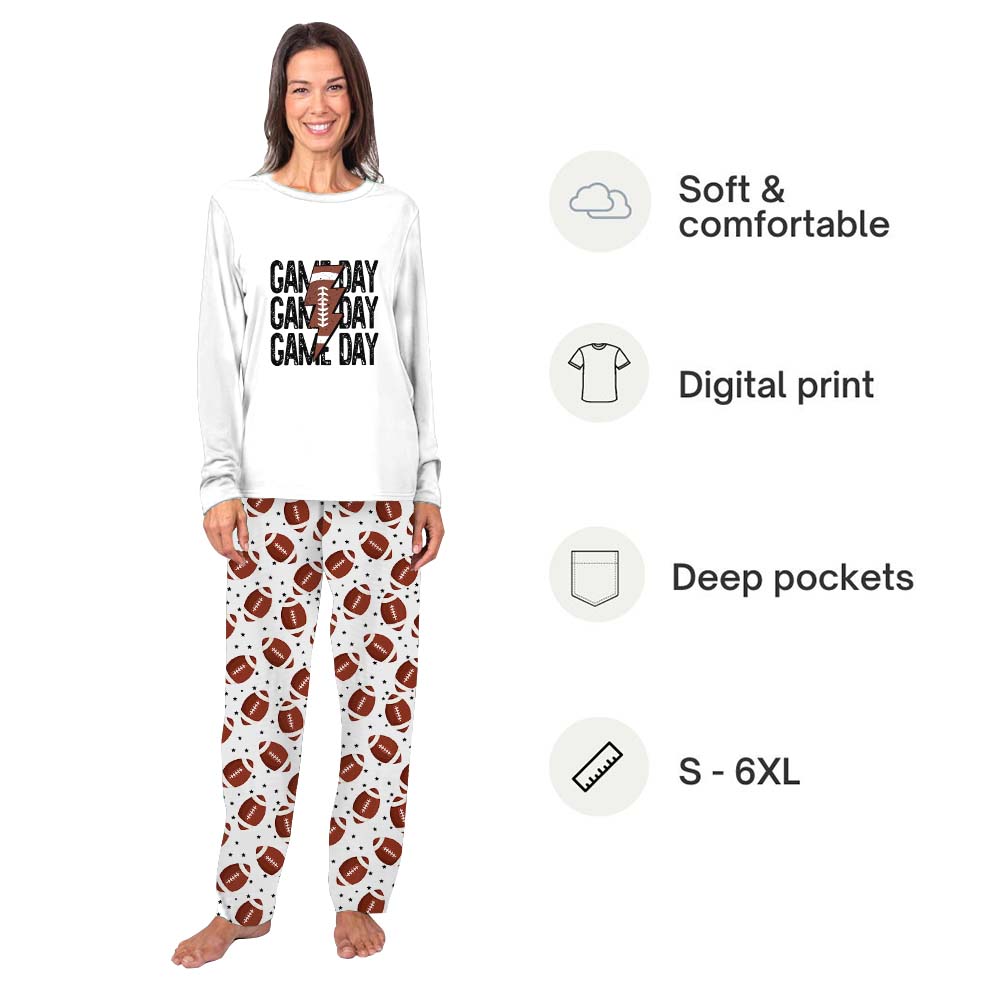 Sporty American Football Saying Game Day Pajama Sets For Family Sporty American Football Saying Game Day Pajama Sets For Family