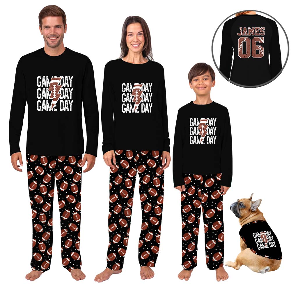 Game Day American Football Family Jammies With Name And Number Game Day American Football Family Jammies With Name And Number