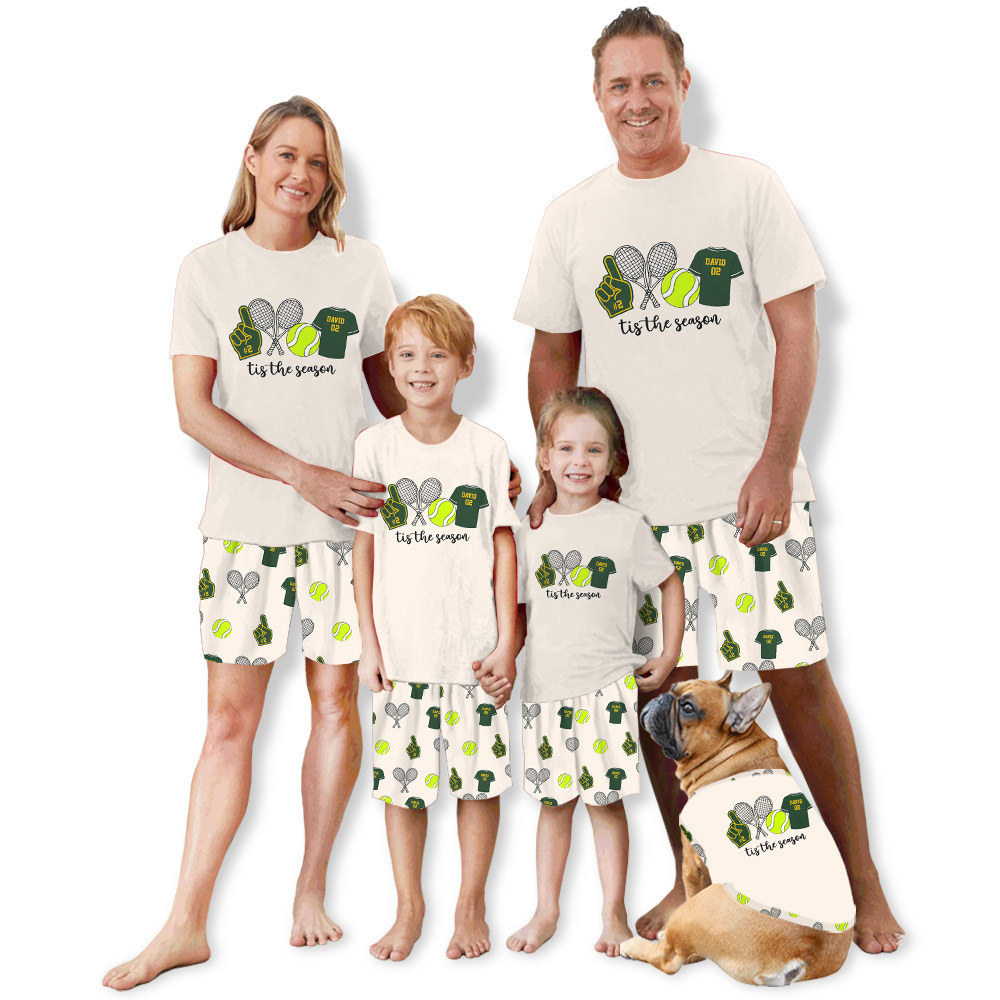 Tis the season Tennis Lover Pajamas With Name And Number