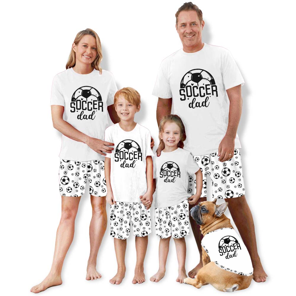 Custom Soccer Themed Sport Matching Family Pajama Short Sets Custom Soccer Themed Sport Matching Family Pajama Short Sets