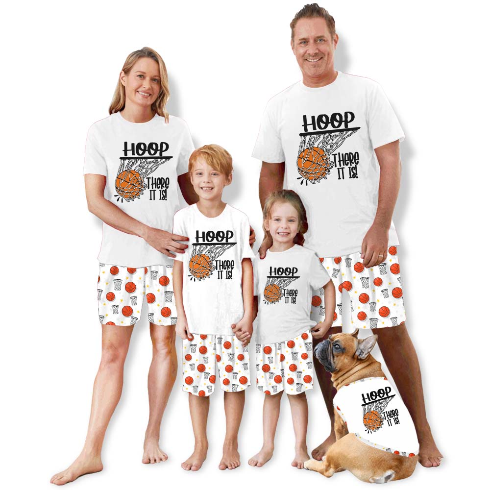 Basketball Hoop There It Is Matching Family Pajama Shorts Set White Basketball Hoop There It Is Matching Family Pajama Shorts Set White