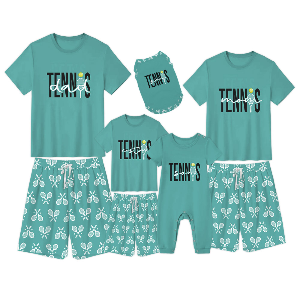 Matching Tennis Mom Dad Pajamas Tshirts And Shorts Matching Tennis Mom Dad Pajamas Tshirts And Shorts