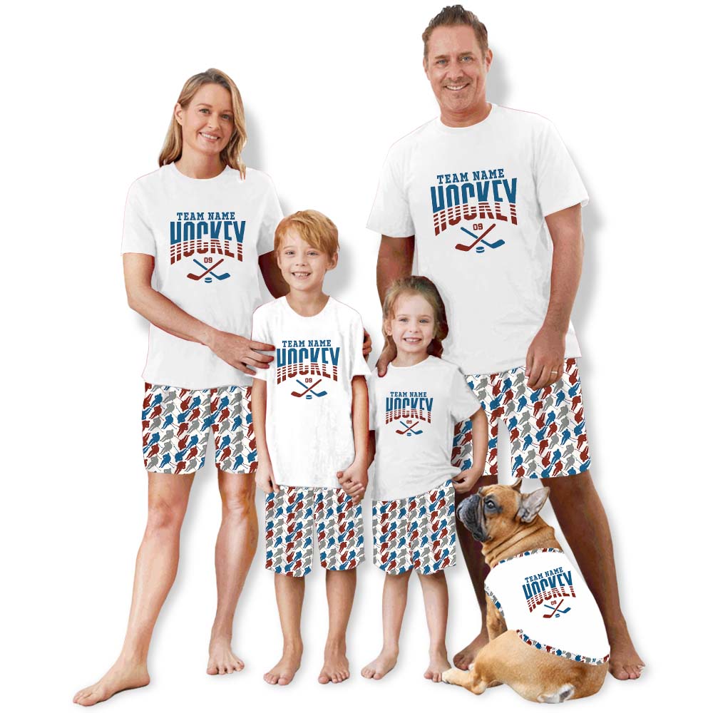 Customizable Hockey Sport Pajama Short Sets