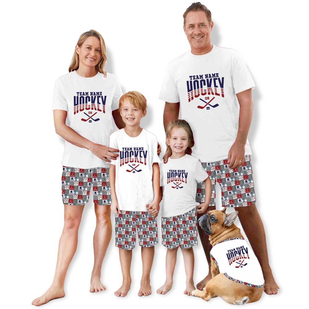 Hockey Themed With Name Pajamas For Adults Short Sleeves Hockey Themed With Name Pajamas For Adults Short Sleeves