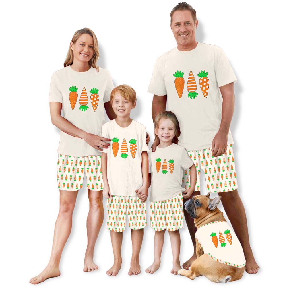 Adorable Carrot Easter Family Matching Short Sleeves Pajamas Adorable Carrot Easter Family Matching Short Sleeves Pajamas