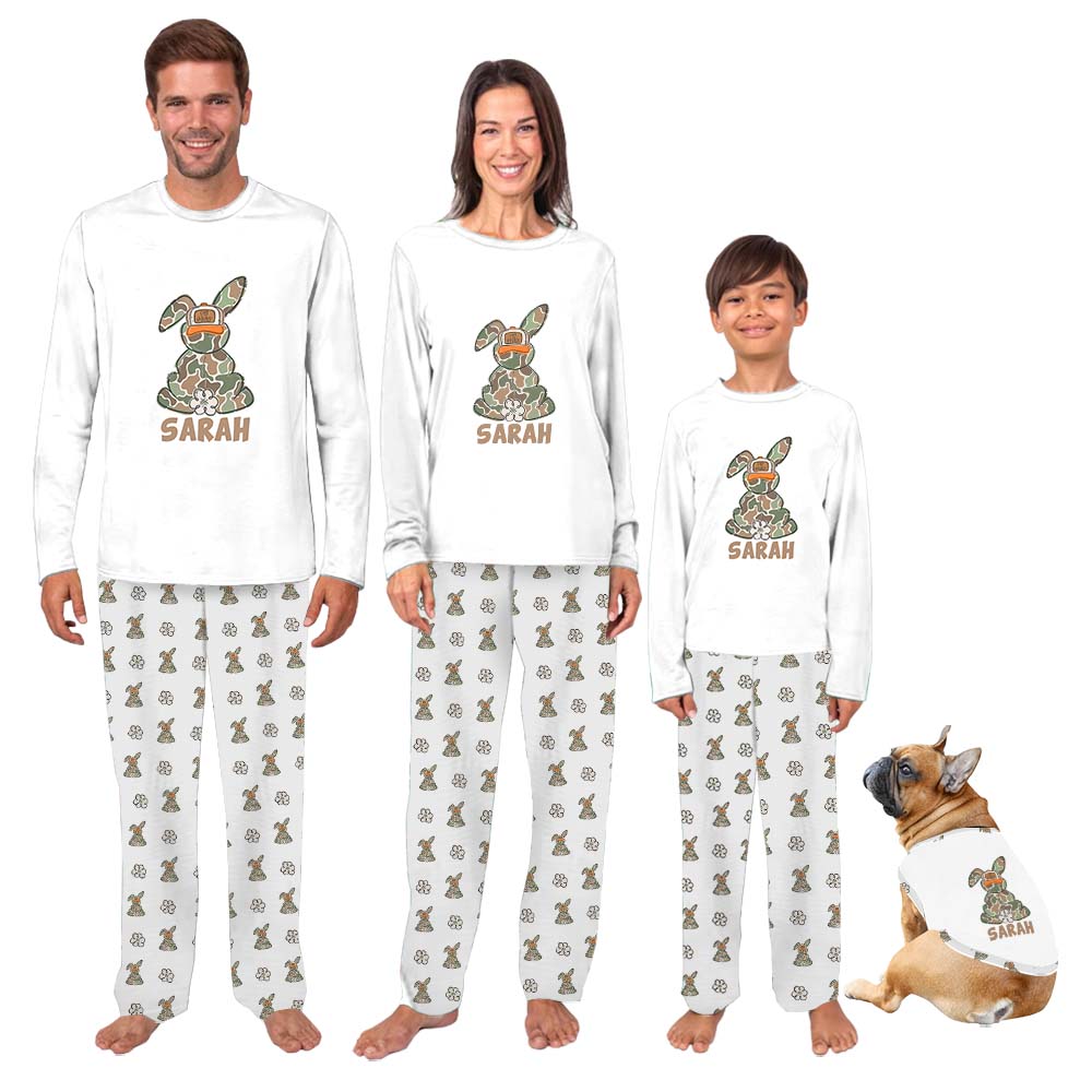 Festive Personalized Name Rabbit Easter Pajamas For Adults Festive Personalized Name Rabbit Easter Pajamas For Adults