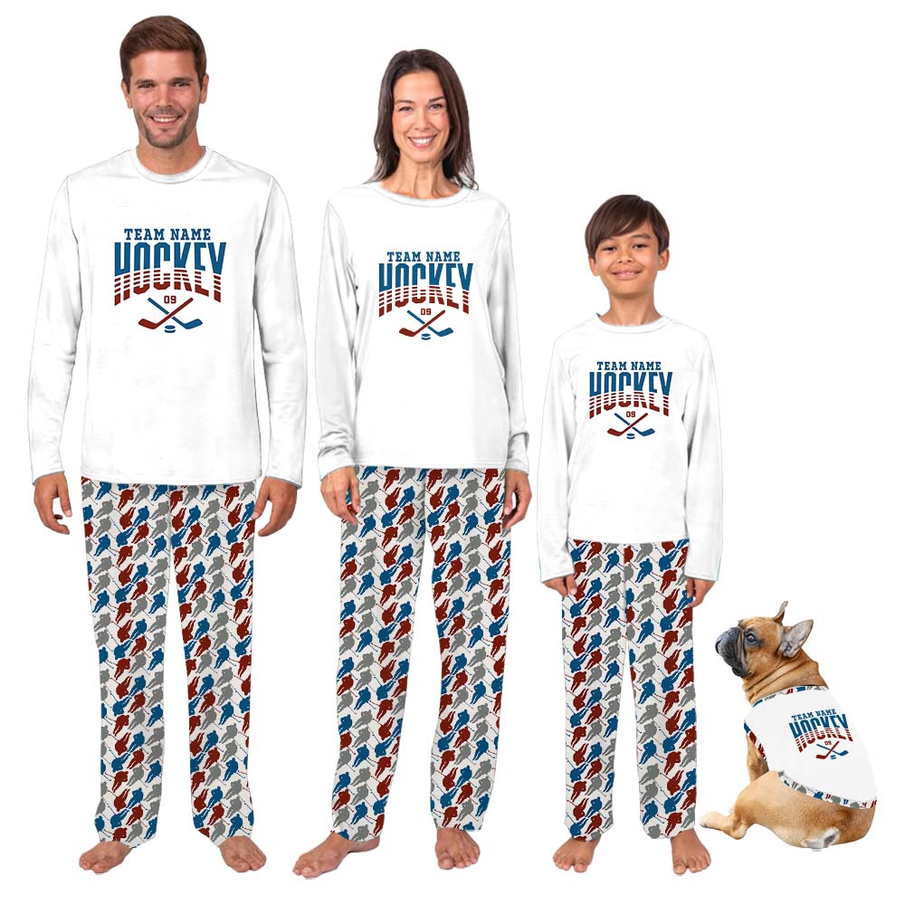 Personalized Hockey Team Matching Family Sport Pajama Sets Personalized Hockey Team Matching Family Sport Pajama Sets