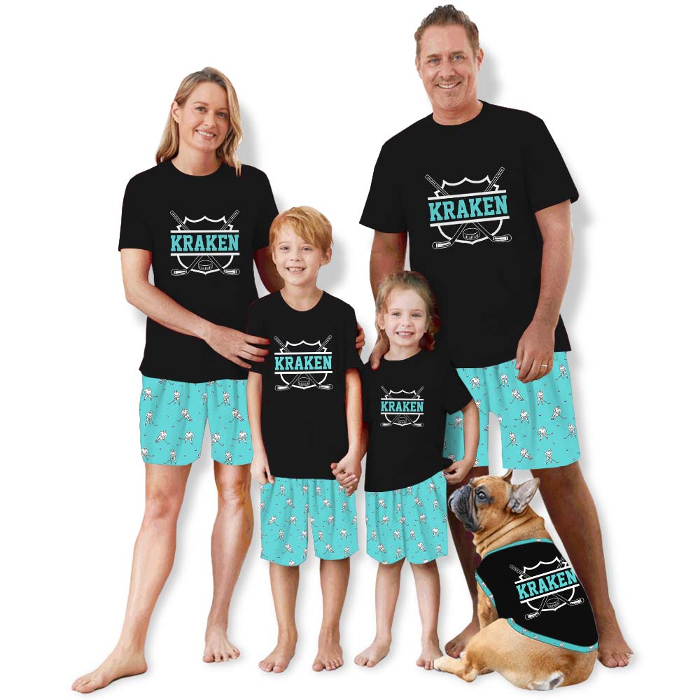 Unique Hockey Themed Jammies Matching Short Sleeves Unique Hockey Themed Jammies Matching Short Sleeves