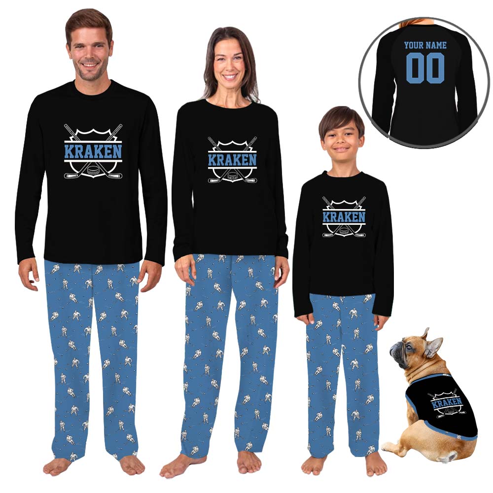 Personalized Hockey Matching Family Sport Pajama Sets Personalized Hockey Matching Family Sport Pajama Sets