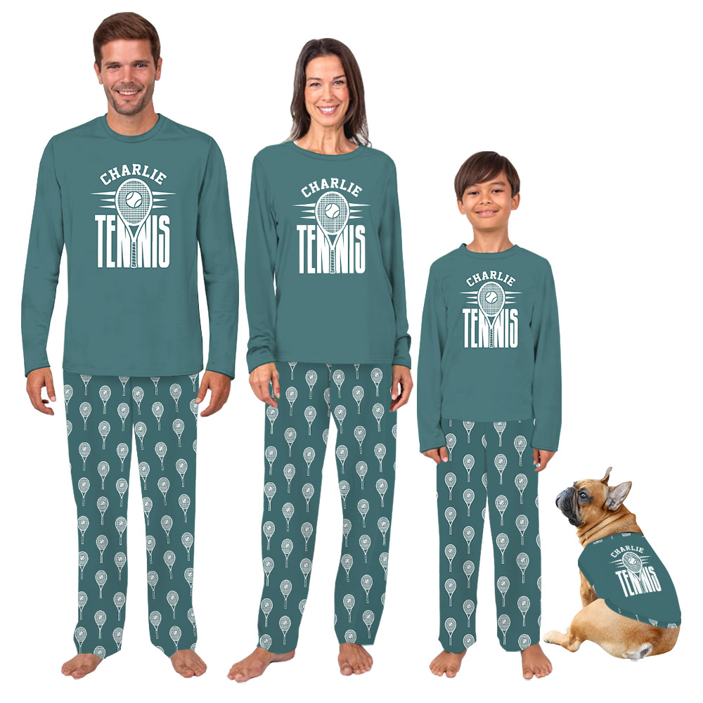 Matching Tennis Themed Pajama Sets Custom Your Name Matching Tennis Themed Pajama Sets Custom Your Name