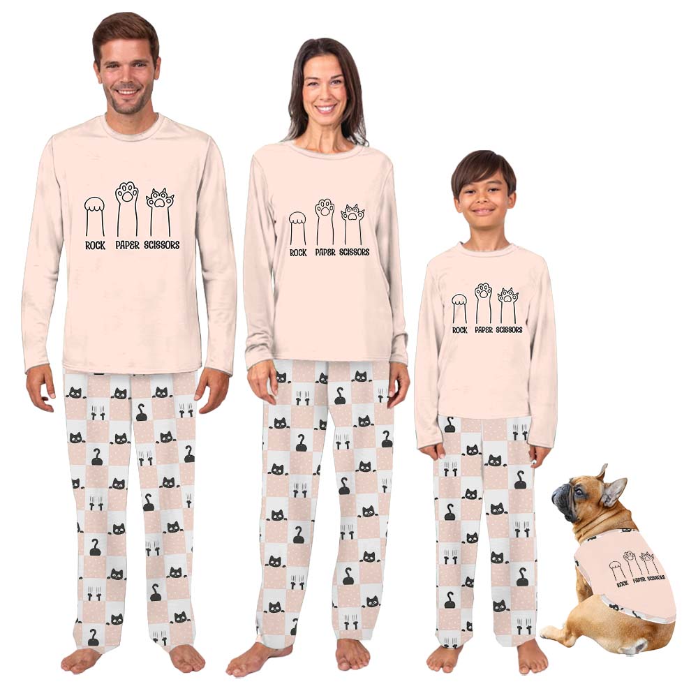 Funny Cat Family Pajama Sets Saying Rock Paper Scissors Funny Cat Family Pajama Sets Saying Rock Paper Scissors