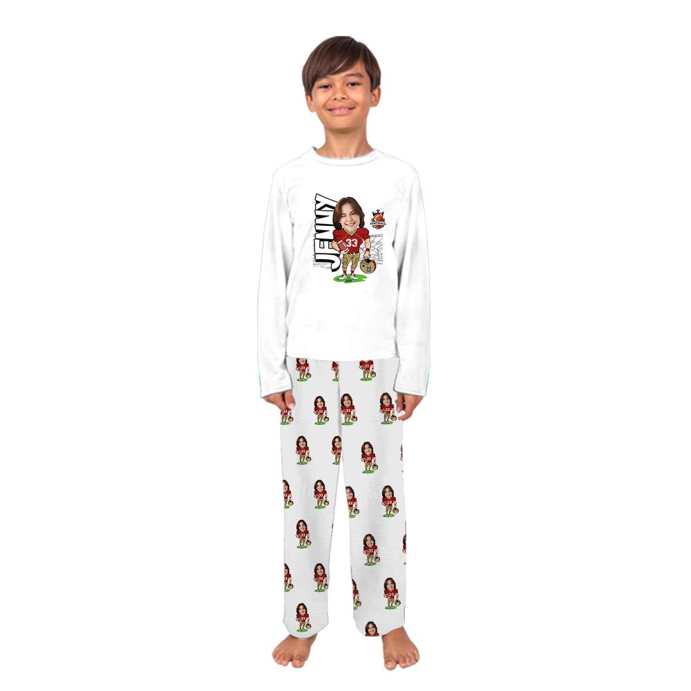 Custom Face American Football Matching Family Pajamas With Dogs Custom Face American Football Matching Family Pajamas With Dogs