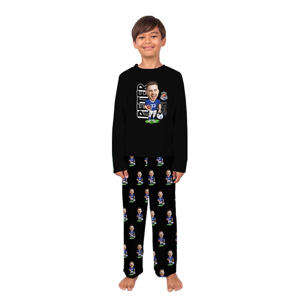 Funny Personalized Face American Football Family Matching Pajama Sets Funny Personalized Face American Football Family Matching Pajama Sets