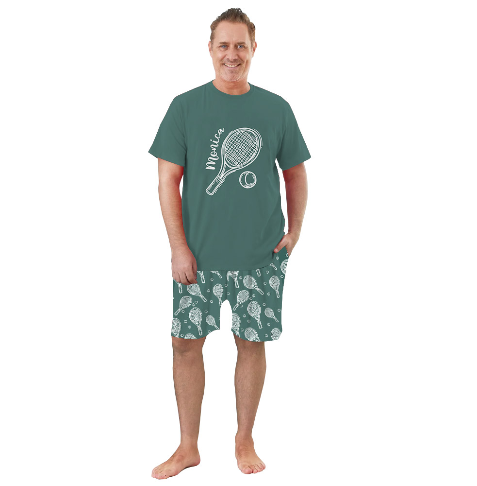 Sporty Tennis Ball And Racket Print Pajama Sets Sporty Tennis Ball And Racket Print Pajama Sets