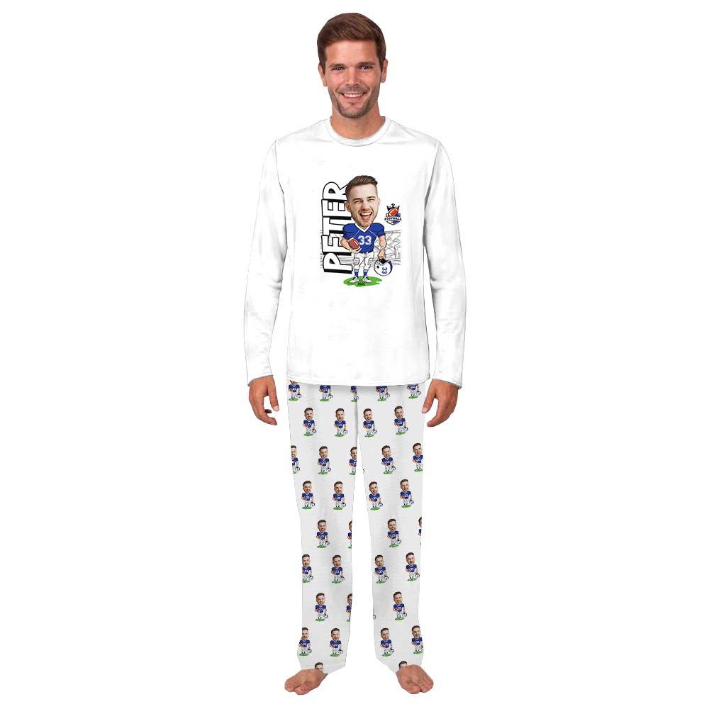 Funny Family Christmas Pajamas For American Football Lovers Custom Face Funny Family Christmas Pajamas For American Football Lovers Custom Face