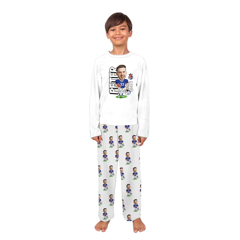 Funny Family Christmas Pajamas For American Football Lovers Custom Face Funny Family Christmas Pajamas For American Football Lovers Custom Face