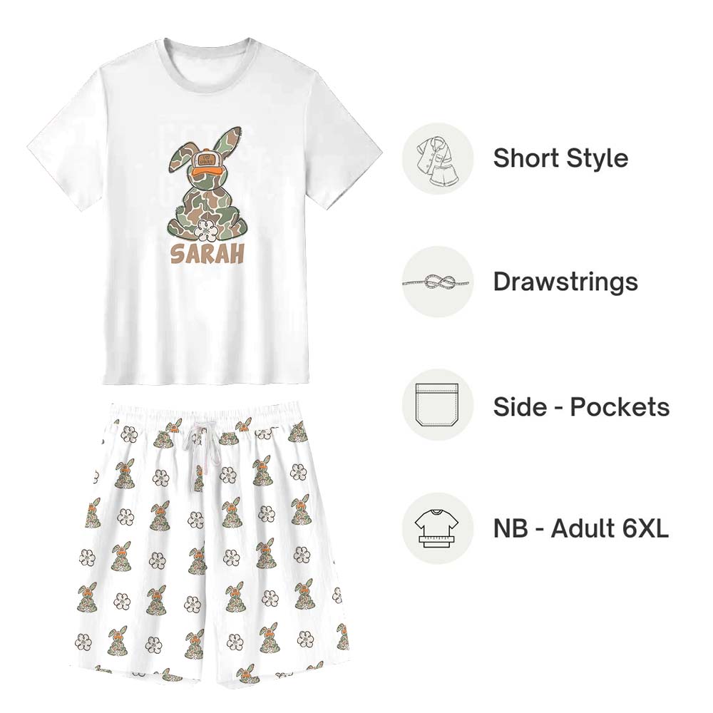 Cute Bunny With Name Easter Owner And Dog Pajamas Short Sleeves Cute Bunny With Name Easter Owner And Dog Pajamas Short Sleeves