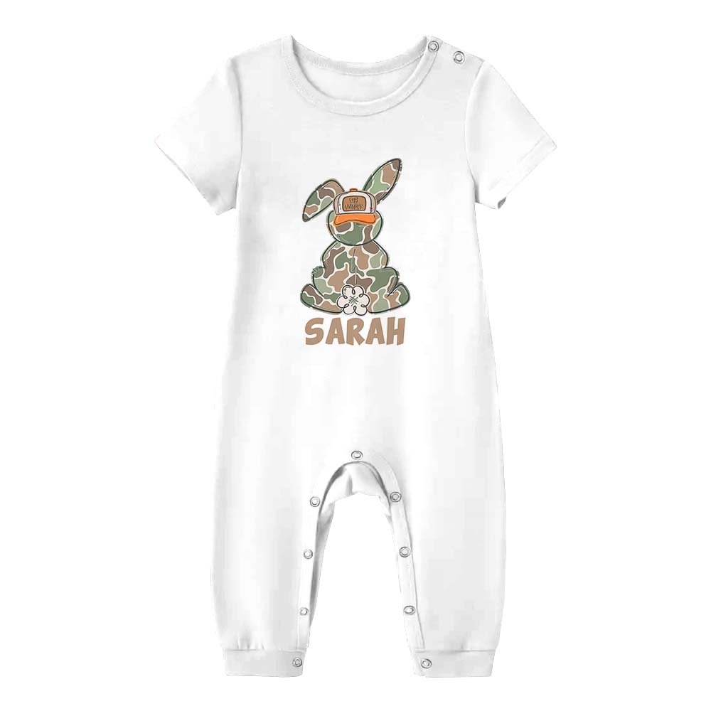 Cute Bunny With Name Easter Owner And Dog Pajamas Short Sleeves Cute Bunny With Name Easter Owner And Dog Pajamas Short Sleeves