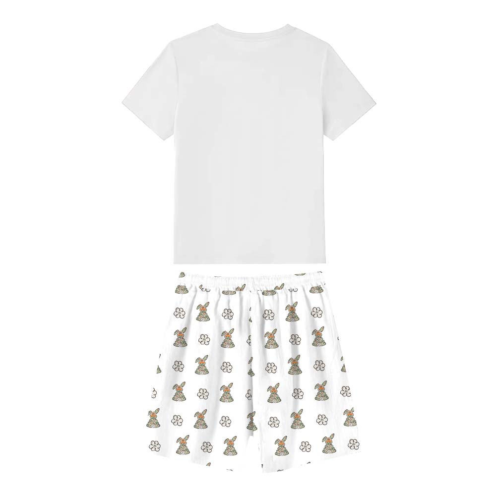 Cute Bunny With Name Easter Owner And Dog Pajamas Short Sleeves Cute Bunny With Name Easter Owner And Dog Pajamas Short Sleeves