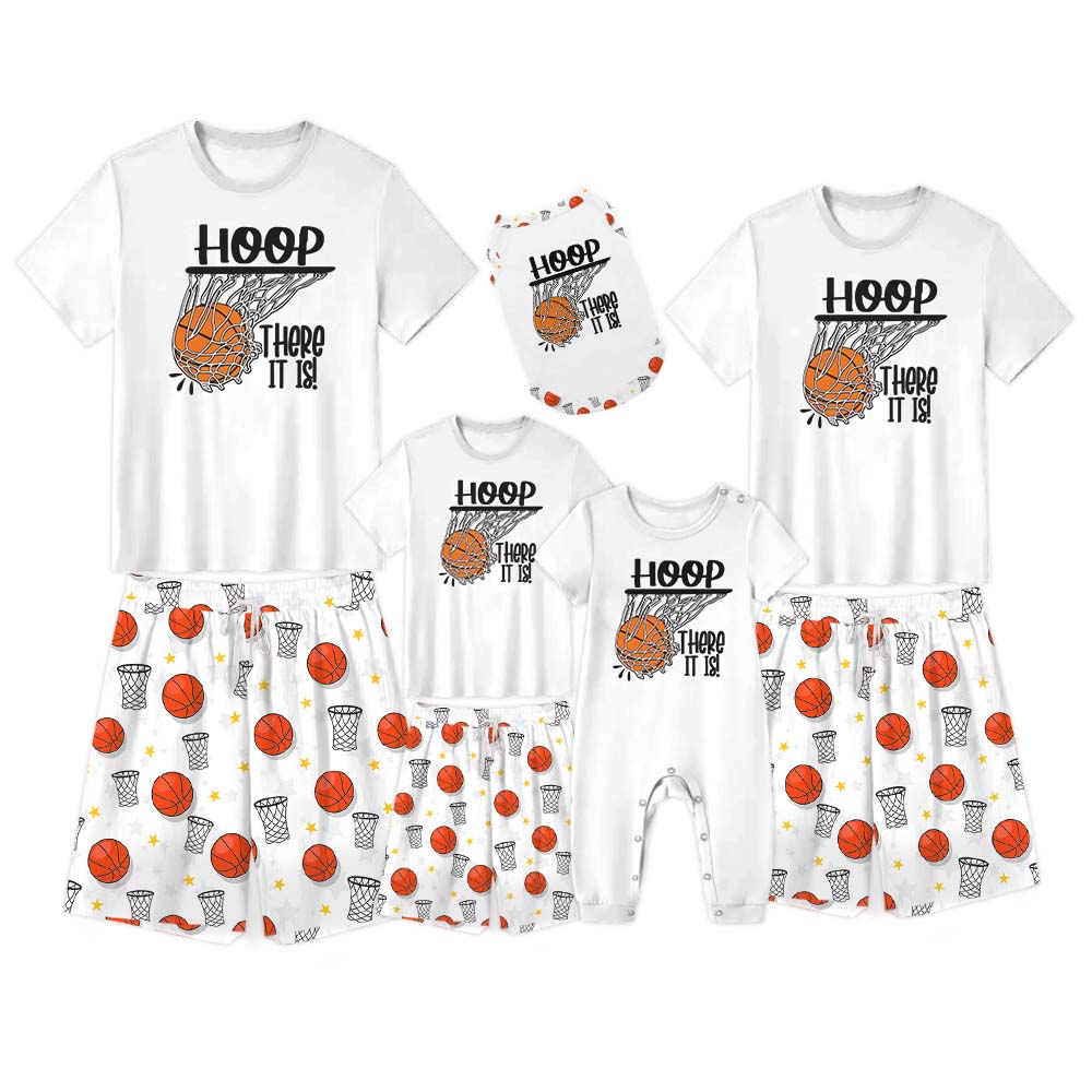 Basketball Hoop There It Is Matching Family Pajama Shorts Set White Basketball Hoop There It Is Matching Family Pajama Shorts Set White
