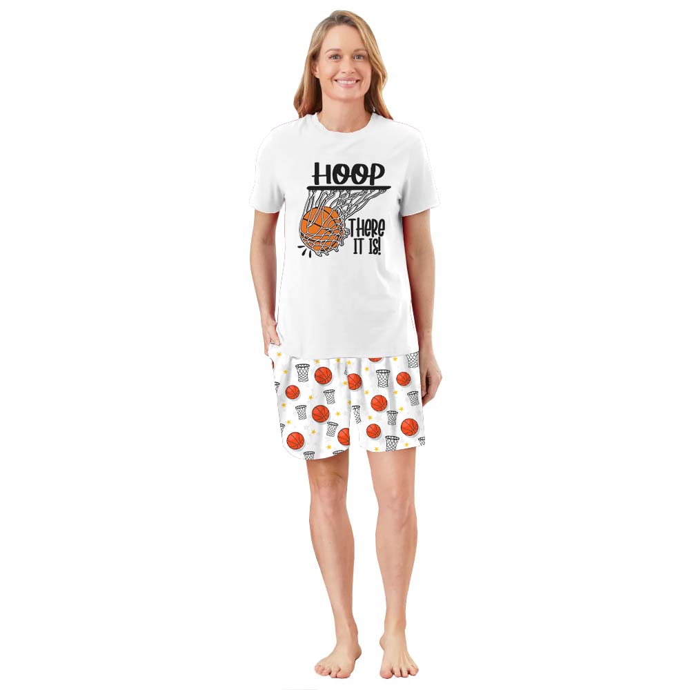 Basketball Hoop There It Is Matching Family Pajama Shorts Set White Basketball Hoop There It Is Matching Family Pajama Shorts Set White