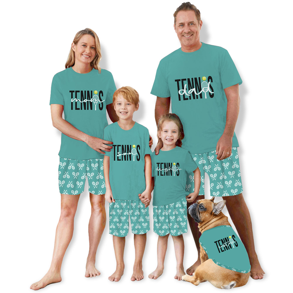 Matching Tennis Mom Dad Pajamas Tshirts And Shorts Matching Tennis Mom Dad Pajamas Tshirts And Shorts