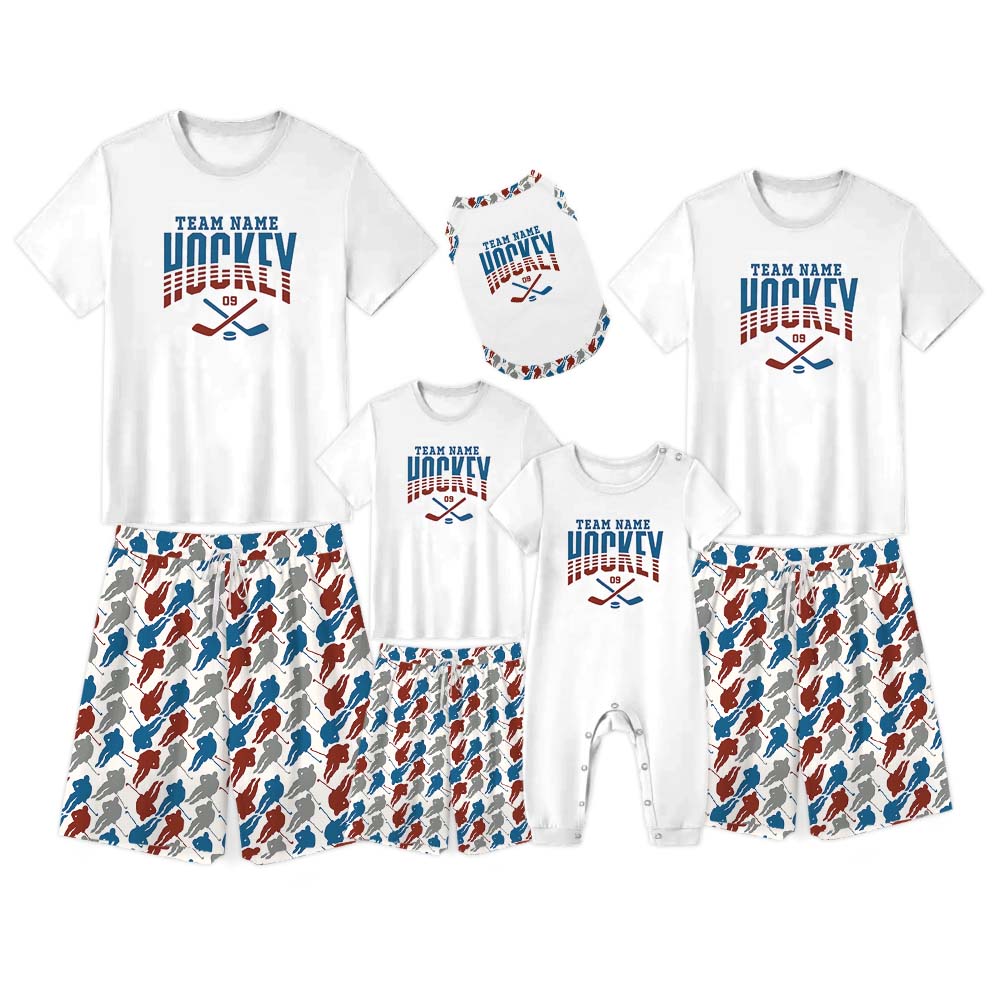 Customizable Hockey Sport Pajama Short Sets