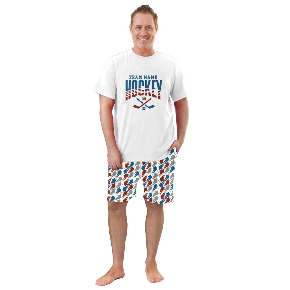 Customizable Hockey Sport Pajama Short Sets