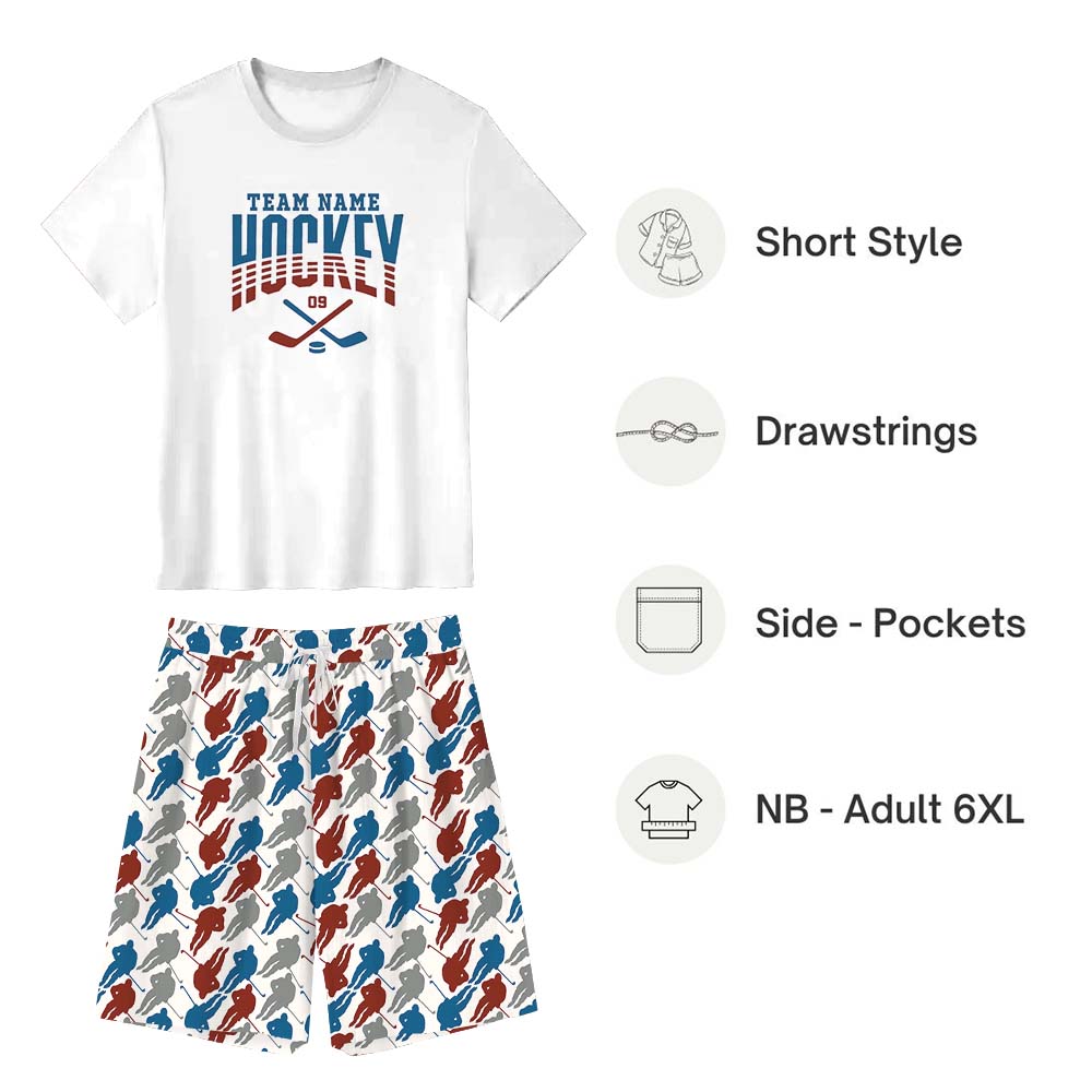 Customizable Hockey Sport Pajama Short Sets
